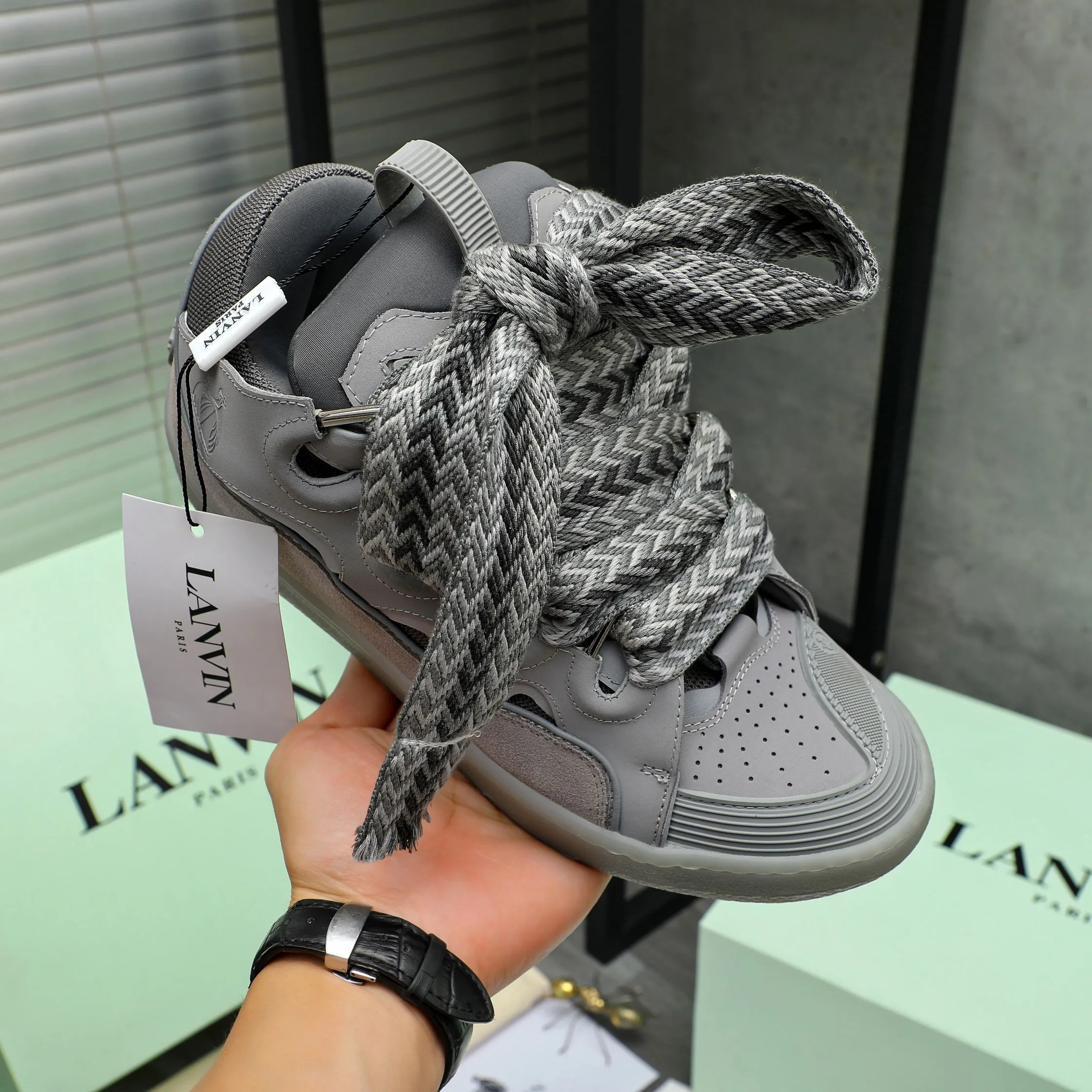 Men's shoes 💰740 [Lanvin] Lanvin high-end quality original couple's casual shoes - Upper: imported cowhide leather splicing breathable mesh - Inner lining: Lycra elastic lining - Outsole: original rubber outsole - Super high quality control·Fine workmanship: highlighted (high-end·luxury·grade) -Size: 36-45 (45 can be customized)